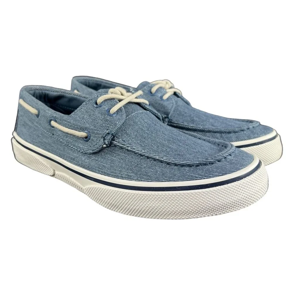 Sperry Top-Sider Halyard 2-Eye Twill Blue Boat Shoes STS25075 Men's Size 8 - 9 *